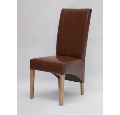 Contempo Tan Leather Oak Dining Chair